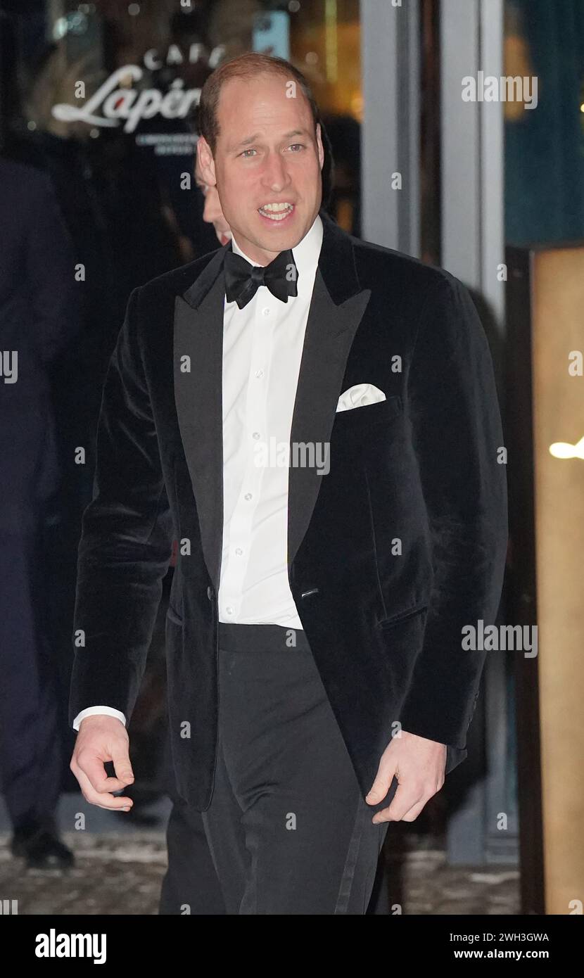 The Prince of Wales, Patron of London's Air Ambulance Charity, attends the London's Air Ambulance charity gala dinner at Raffles London at The OWO, in Horseguards Avenue, London. Picture date: Wednesday February 7, 2024. Stock Photo