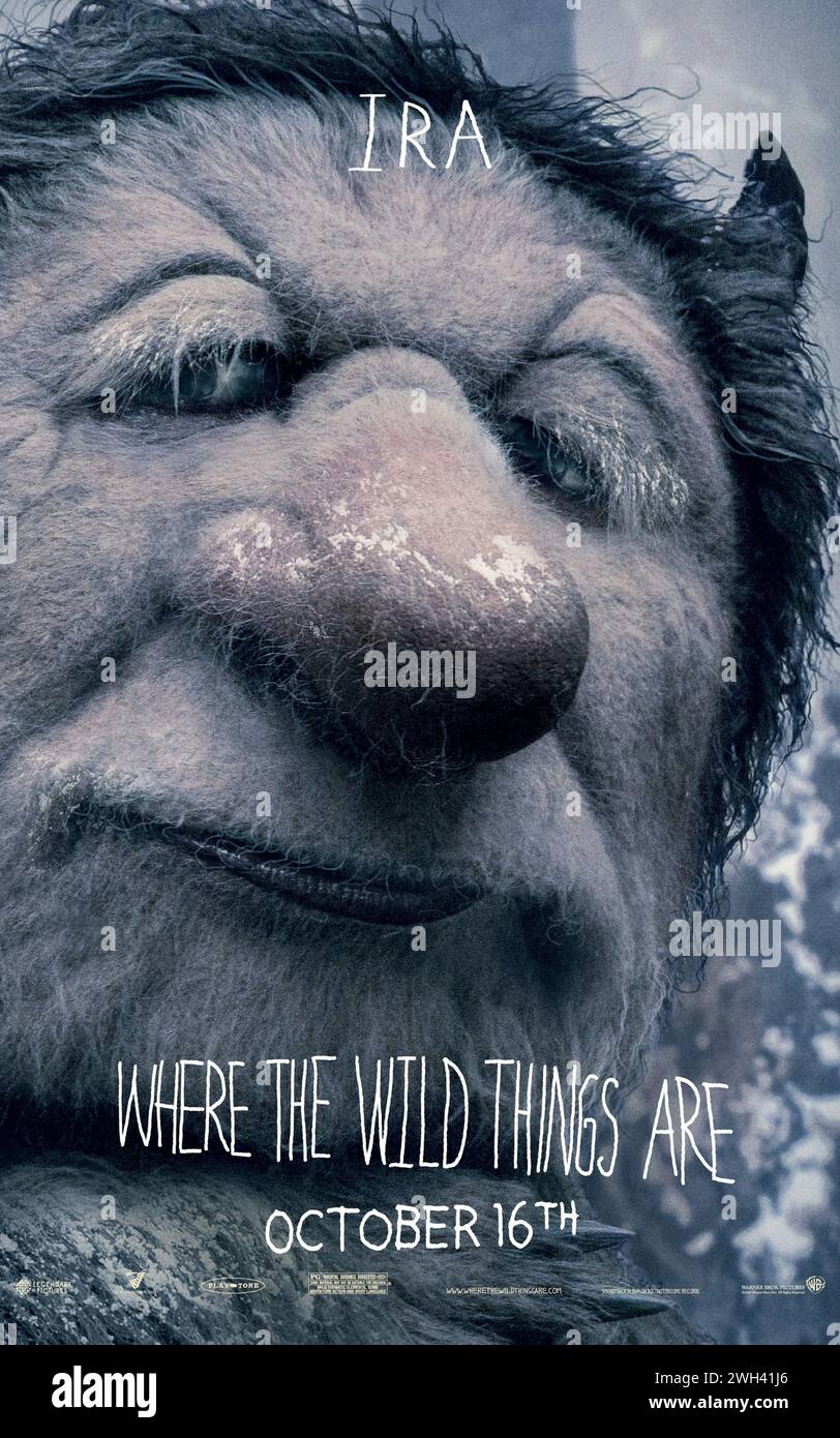Where the Wild Things Are (2009) directed by Spike Jonze and starring Forest Whitaker as the voice of Ira. Big screen adaptation of Maurice Sendak much loved children's book about Max, a young boy who runs away from home and sails to an island filled with creatures that take him in as their king. US character poster ***EDITORIAL USE ONLY***. Credit: BFA / Warner Bros Stock Photo