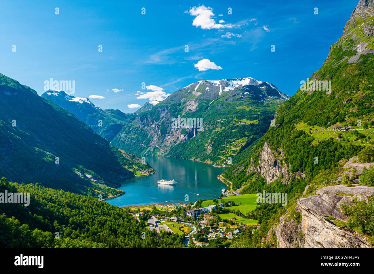 Geirangerfjorden in Western Norway is on the Unesco World Heritage list of protected areas. Stock Photo