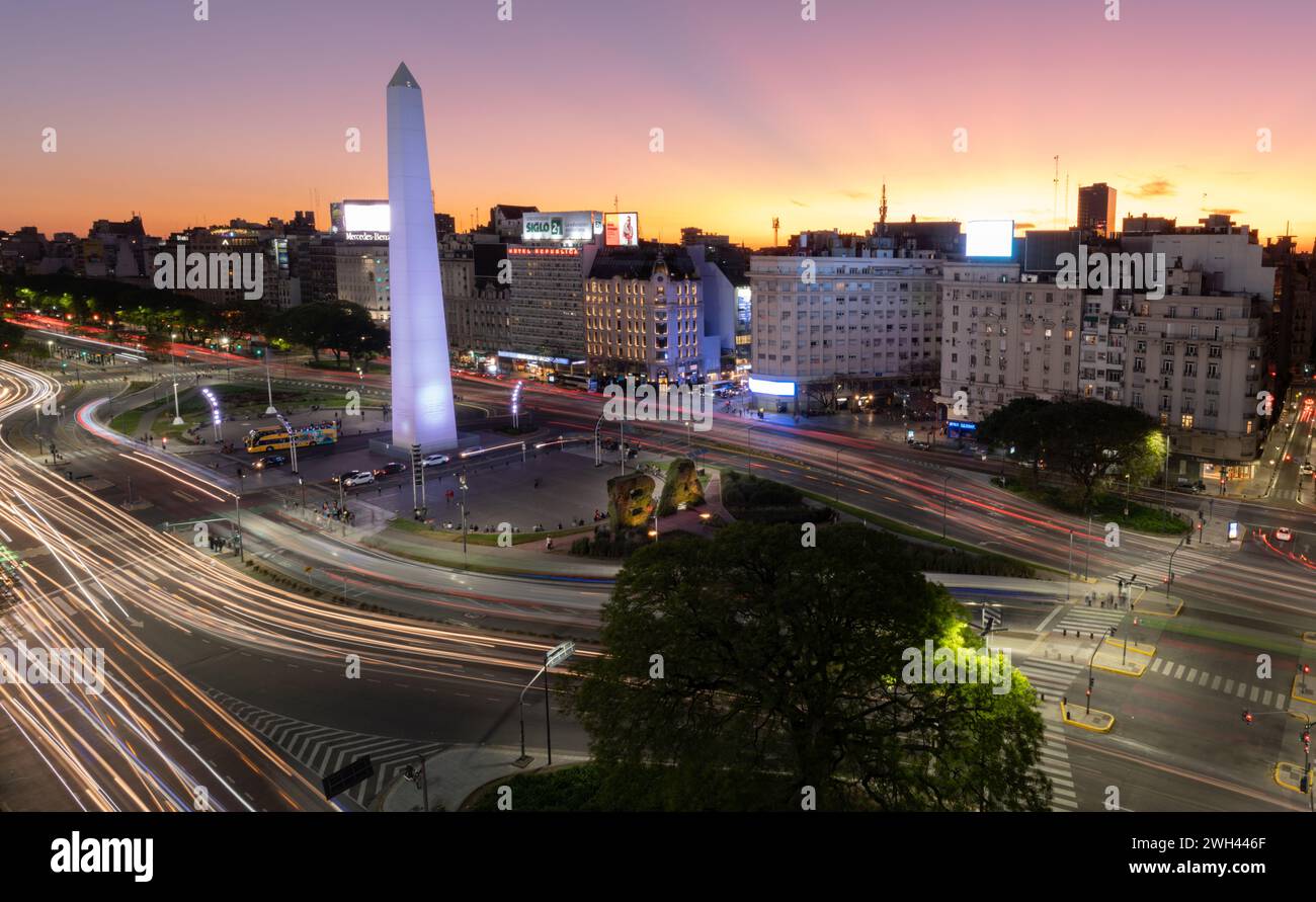 Aerial view of Downtown Buenos Aires at Calle Carlos Pellagrini Stock ...