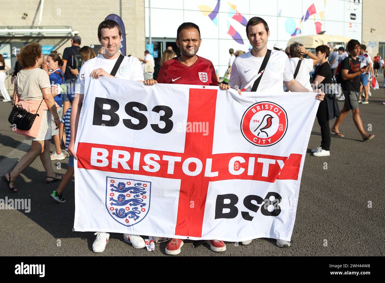 Bristol City England Fans With Flag England V Spain UEFA Womens Euro bristol-city-england-fans-with-flag-england-v-spain-uefa-womens-euro