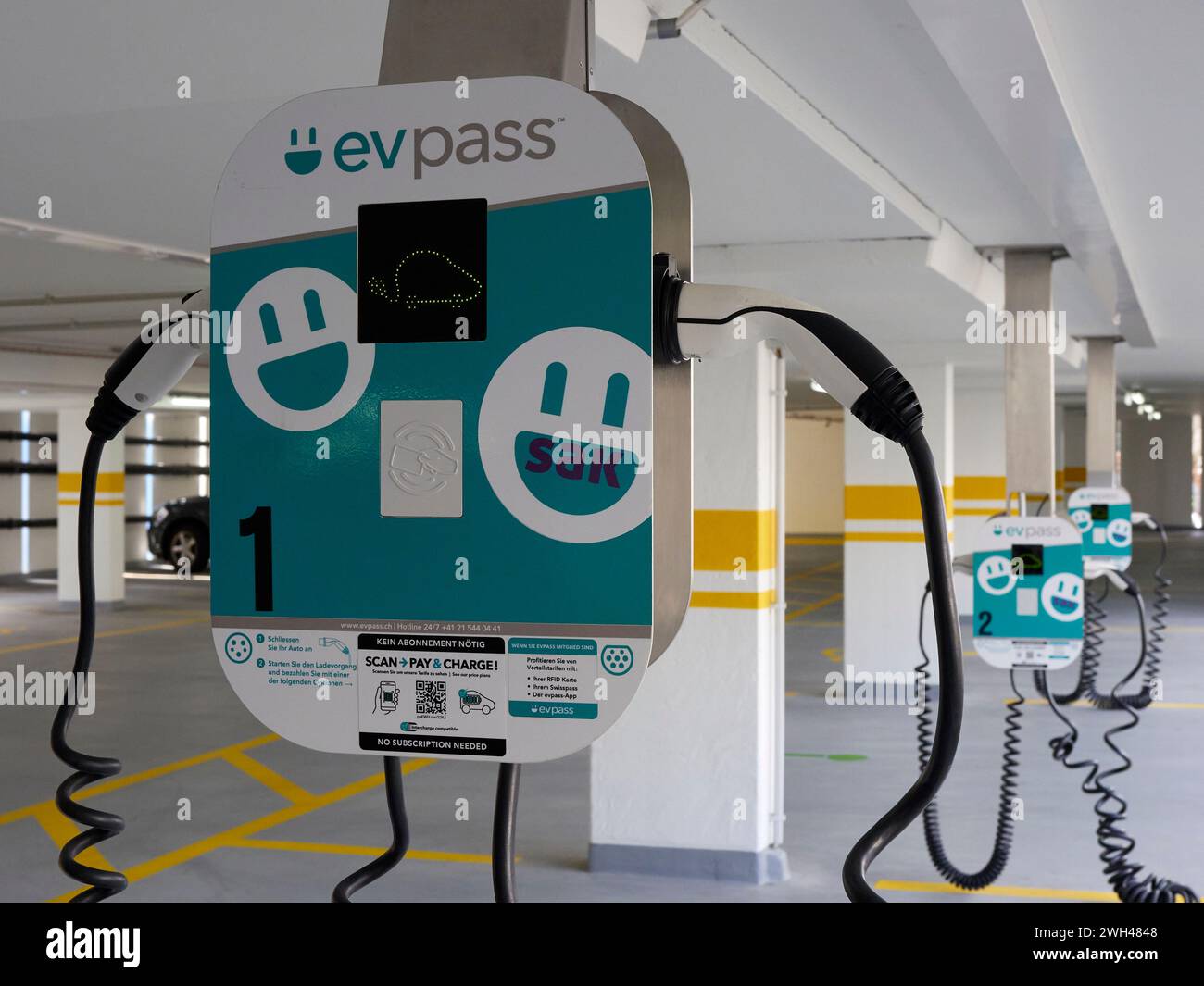 Zurich, Switzerland, 4th Feb, 2024. A charging station for electric