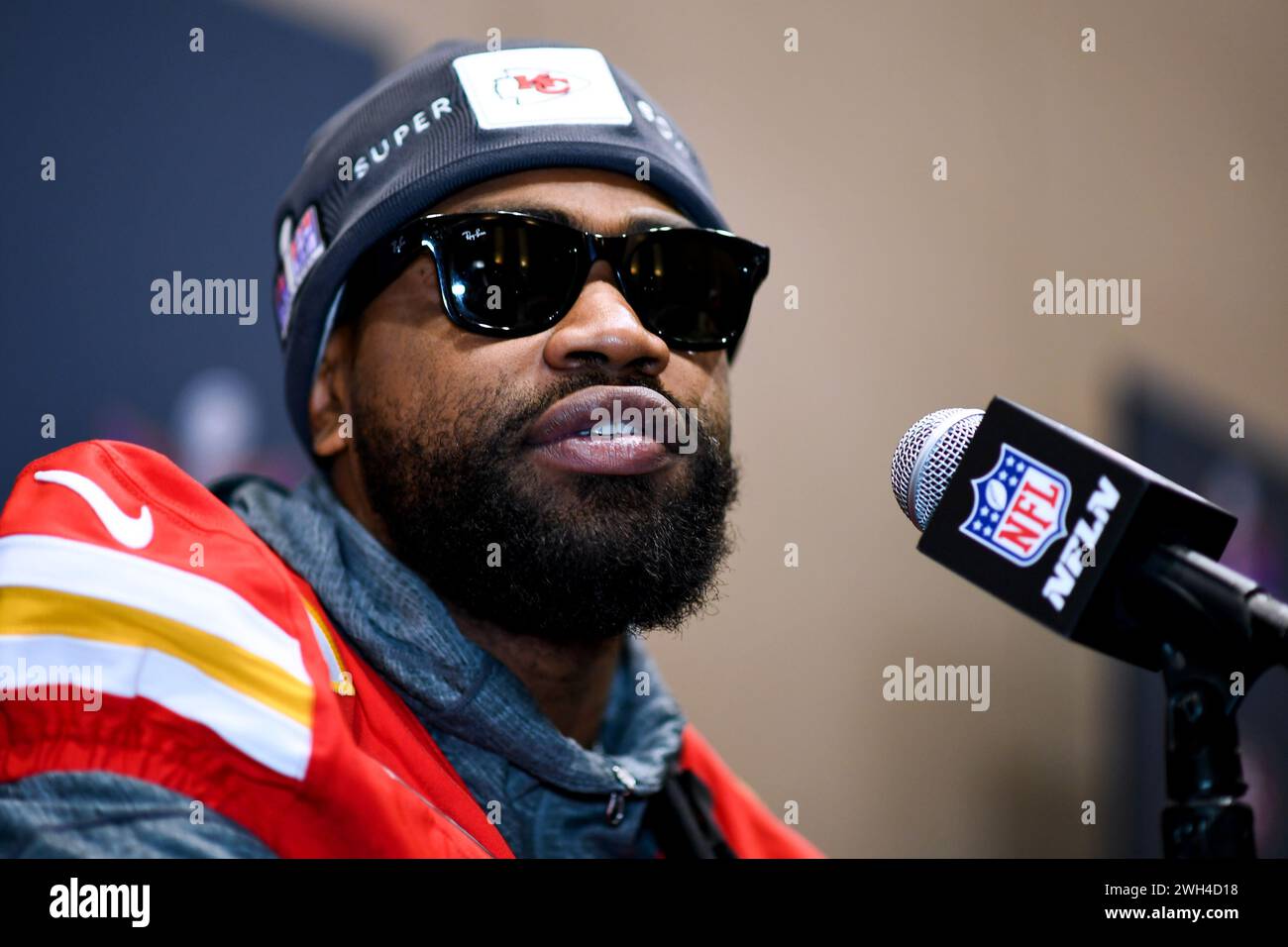 Kansas City Chiefs' Clyde EdwardsHelaire during a media day at the