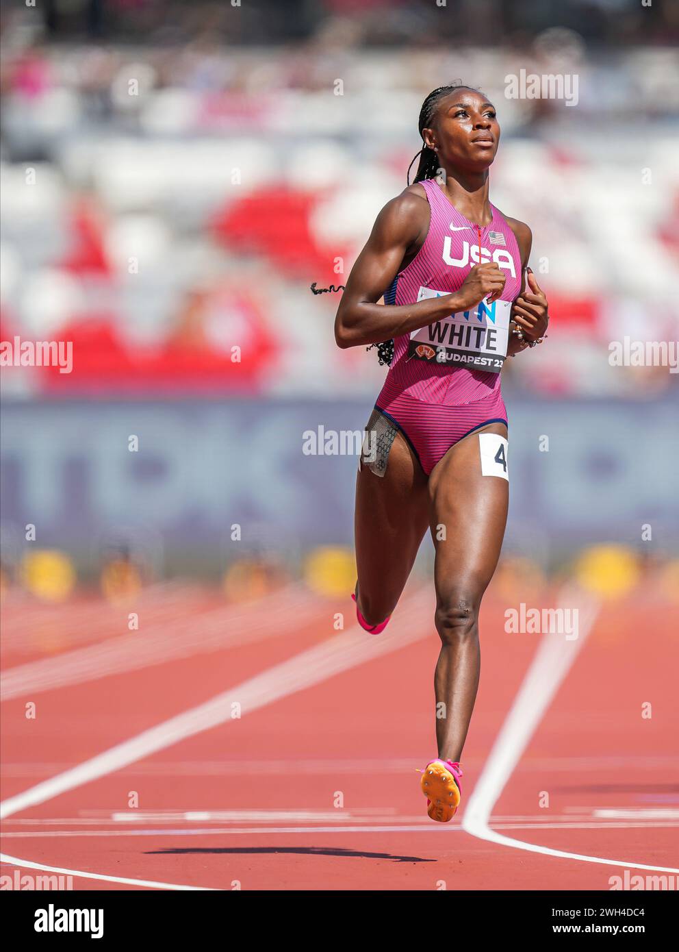 Kayla WHITE participating in the 200 meters at the World Athletics ...