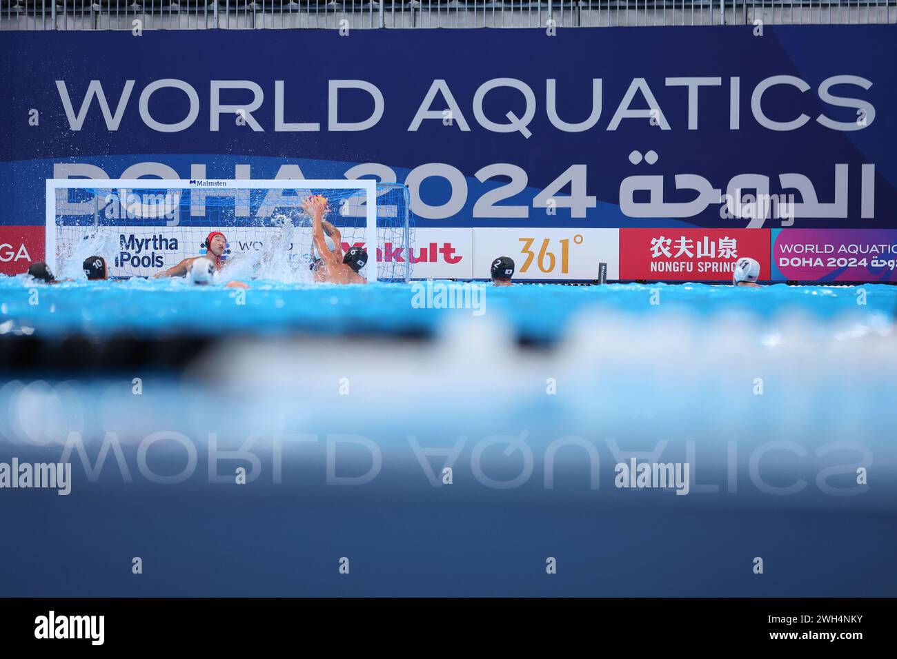 Doha, Qatar. 7th Feb, 2025. General view Water Polo World Aquatics