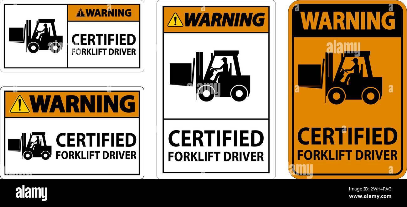 Hard Hat Labels, Warning Certified Forklift Driver Stock Vector Image ...