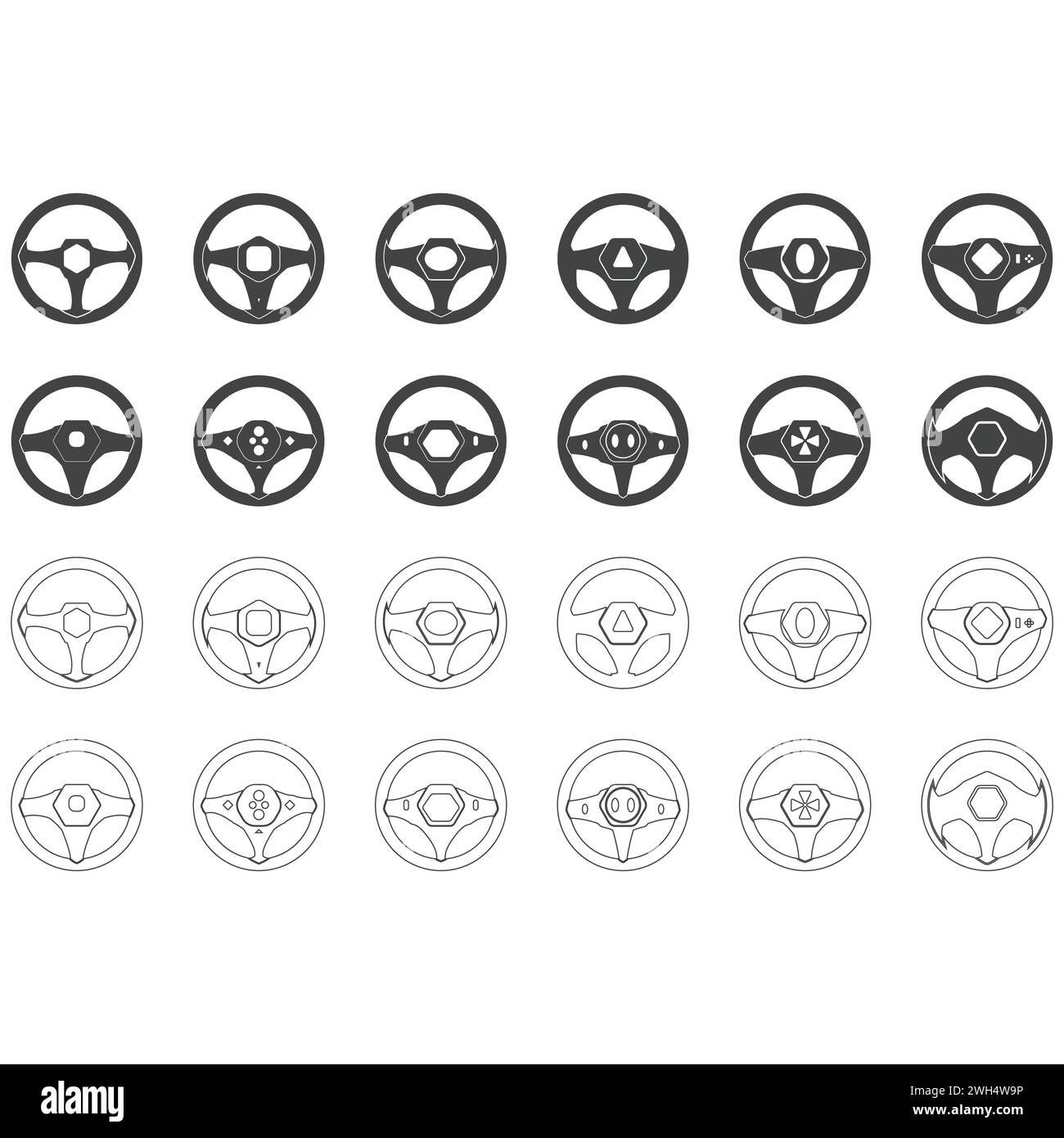 Collection of car steering wheel logo vector illustrations Stock Vector ...