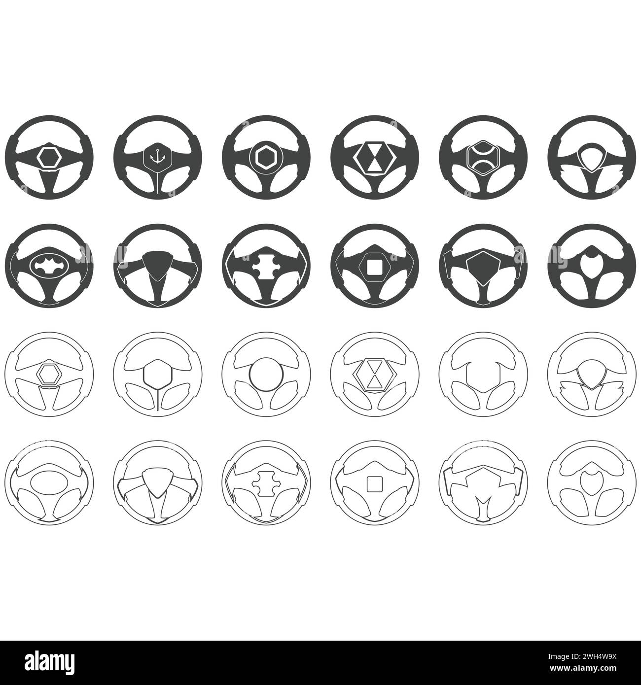 Collection of car steering wheel logo vector illustrations Stock Vector ...