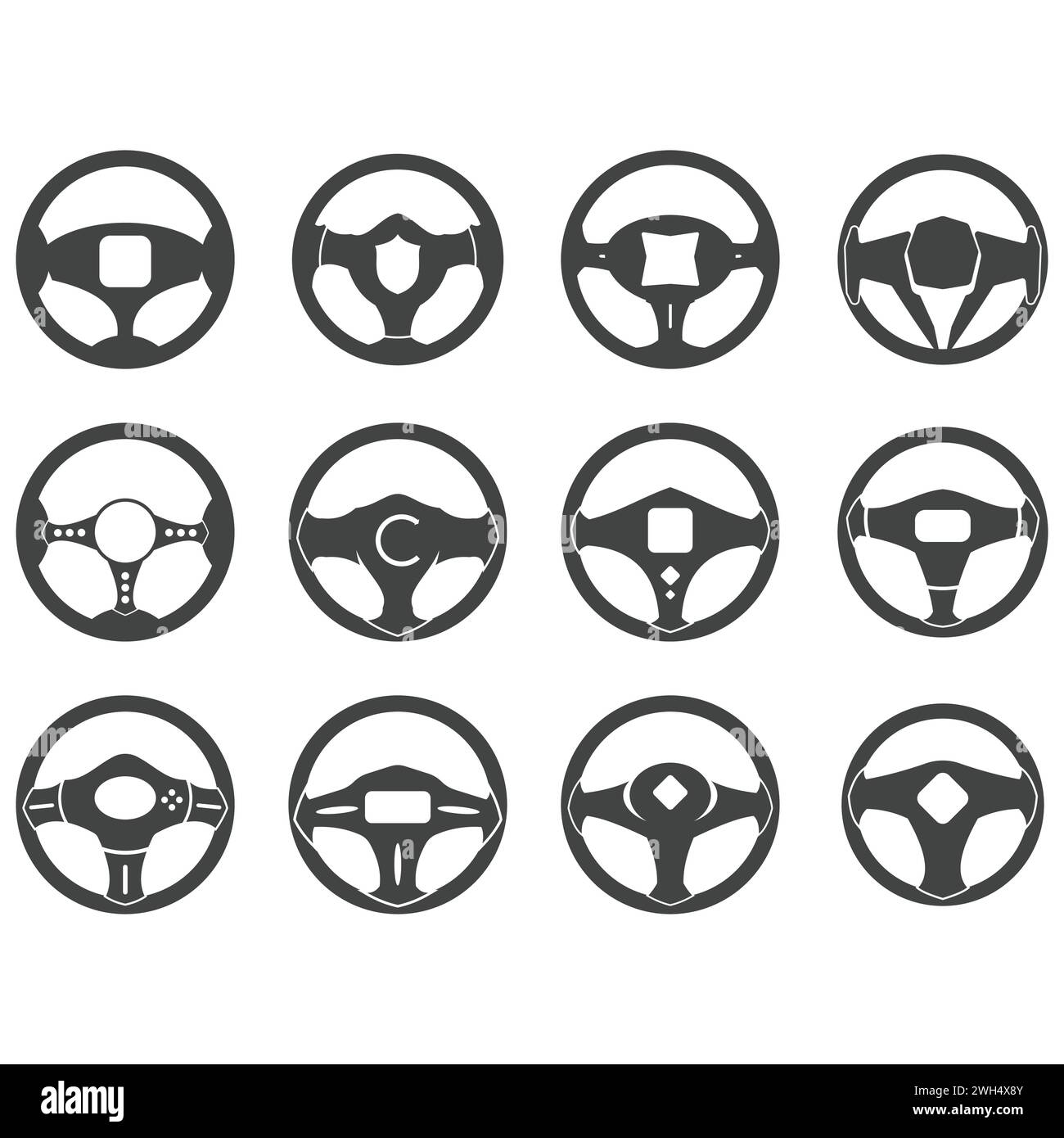 Collection of car steering wheel logo vector illustrations Stock Vector ...