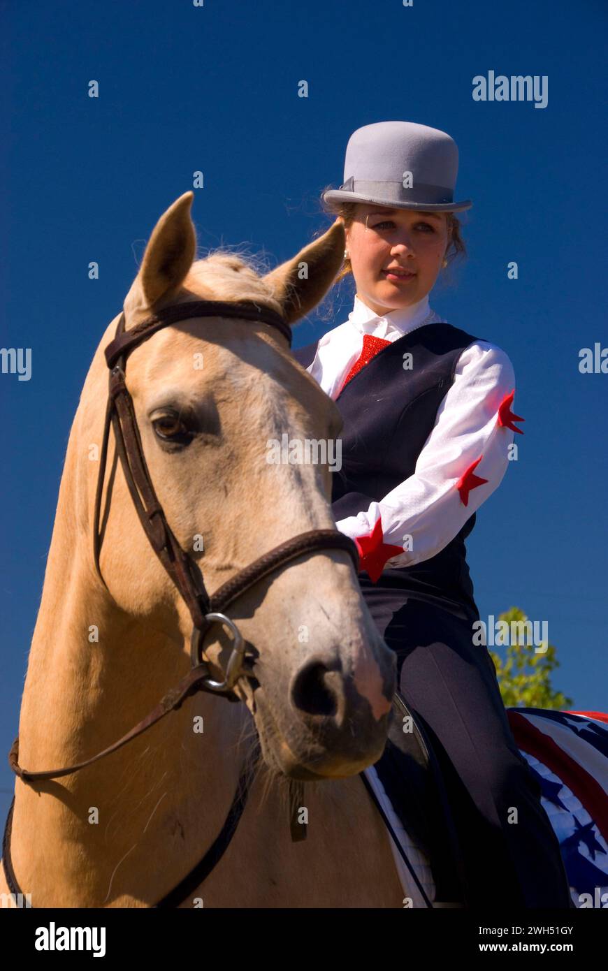 Horse rider, St Paul Rodeo Parade, St Paul, Oregon Stock Photo Alamy