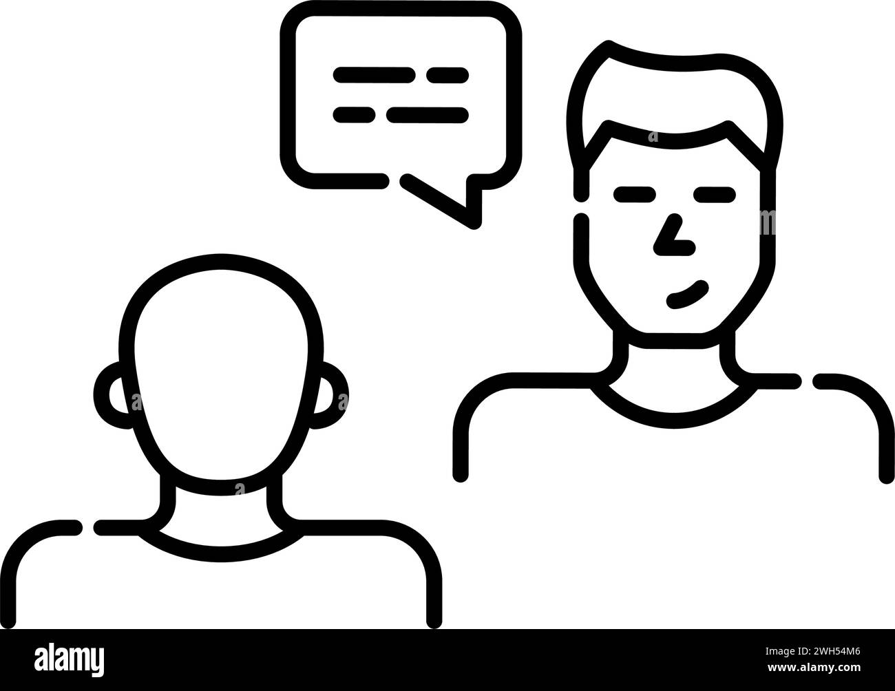 Job interview. Male candidate presenting his qualification to male