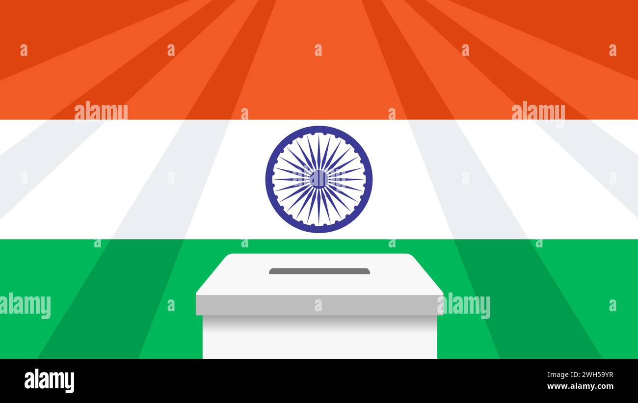 India General Election Illustration with Ballot Box Stock Vector