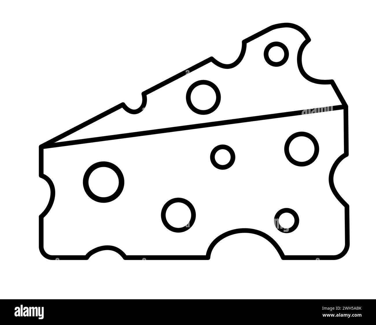 Cheese isolated on a white background. Hand drawn doodle, sketch monochrome style. Vector flat illustration. Stock Vector