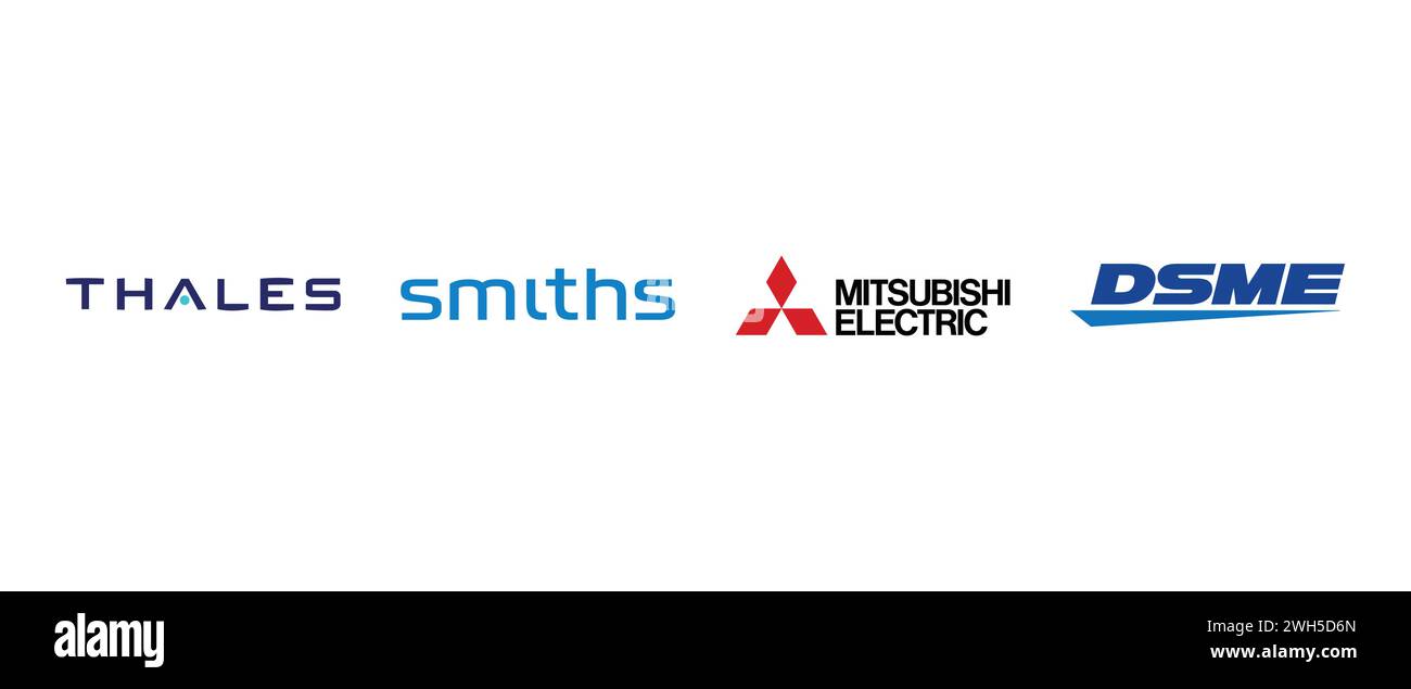 DSME, Smiths Group, Mitsubishi Electric, Thales. Vector illustration, editorial logo. Stock Vector