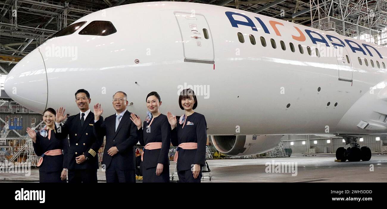 A photo shows an aircraft of AirJapan in Narita City, Chiba Prefecture