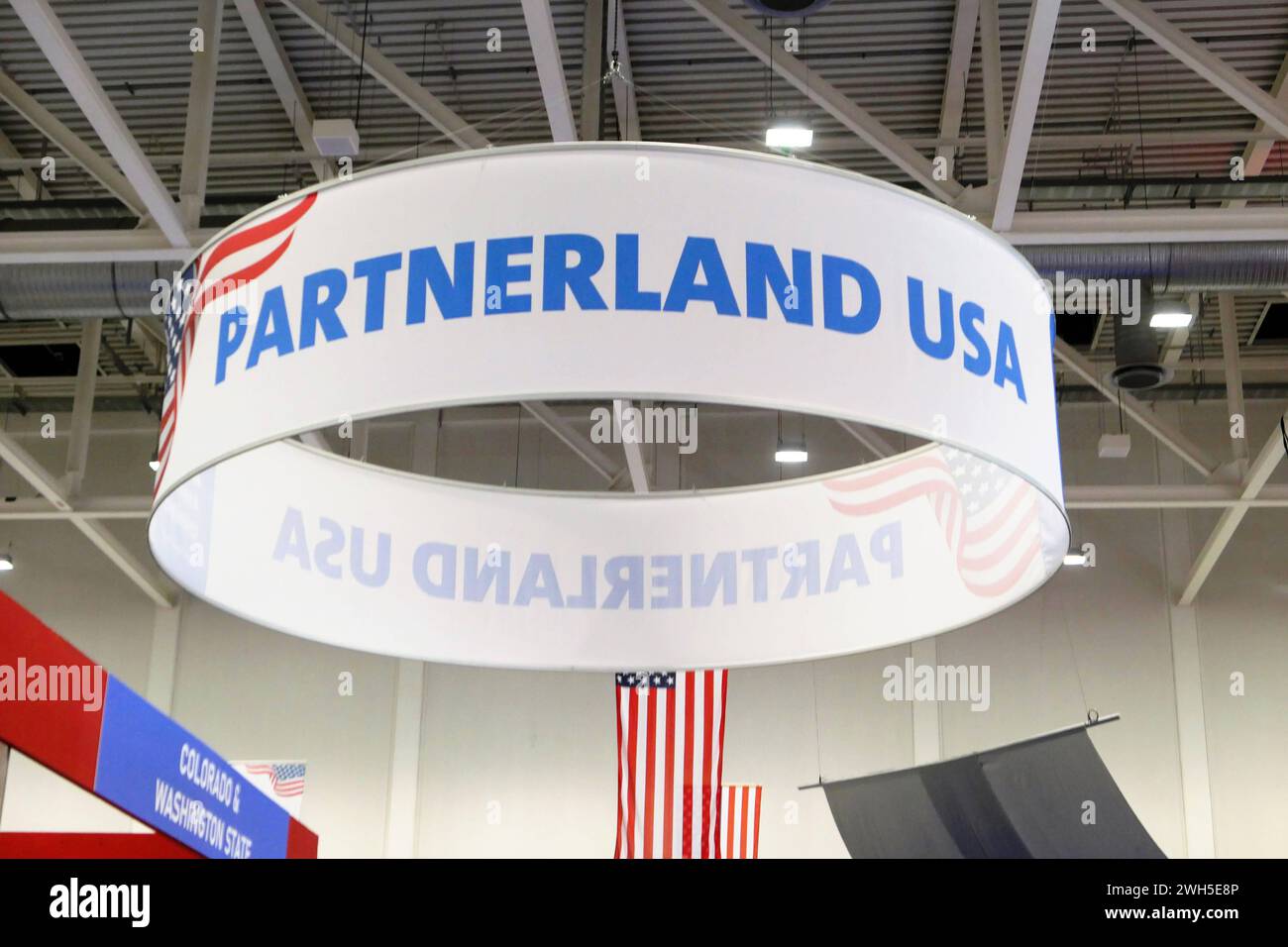 Partnerland USA Banner gesehen am 31.01.2024 auf der ABF Messe in
