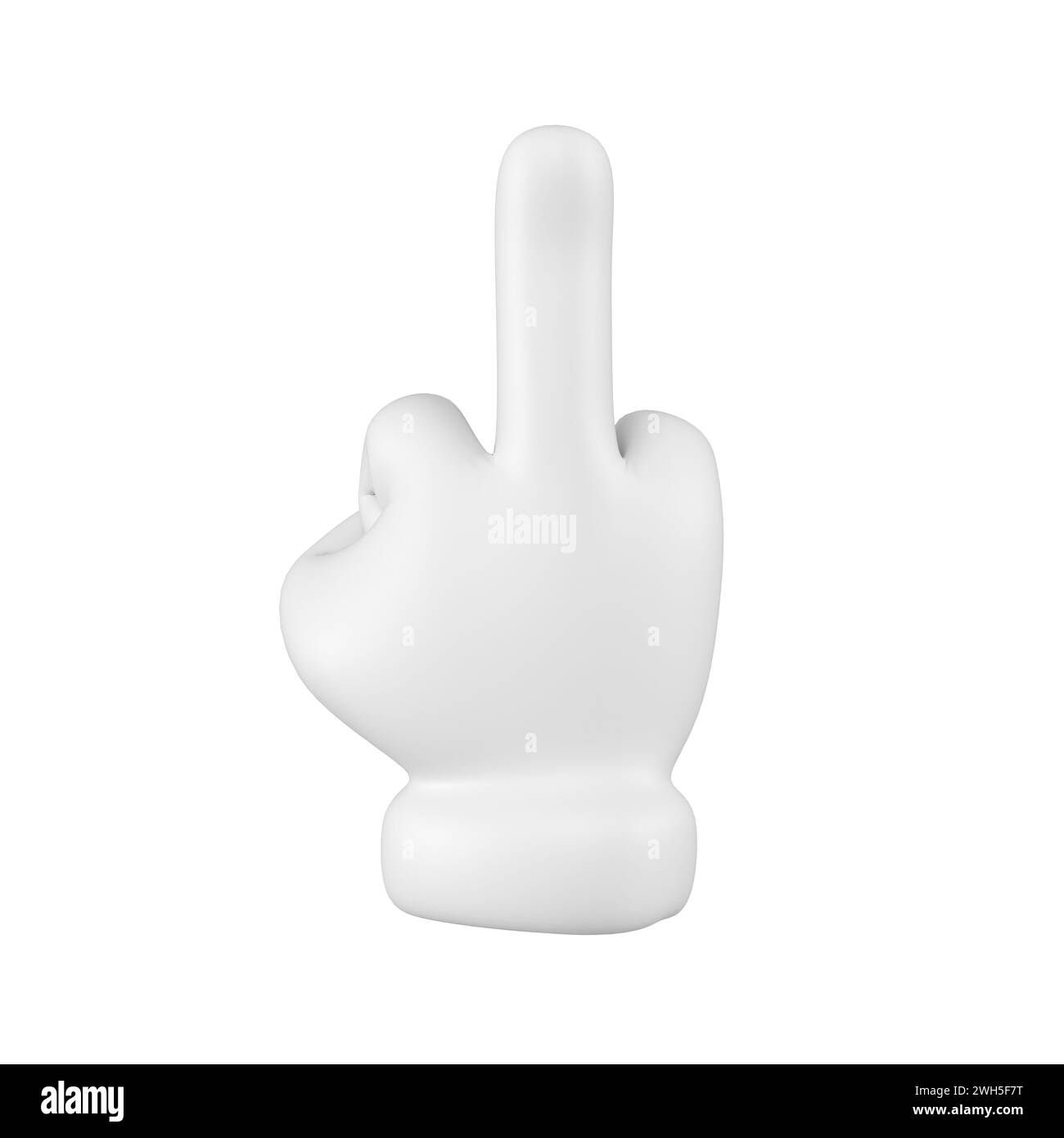White emoji hand with middle finger gesture isolated. Showing protest symbol or sign concept. 3d rendering. Stock Photo