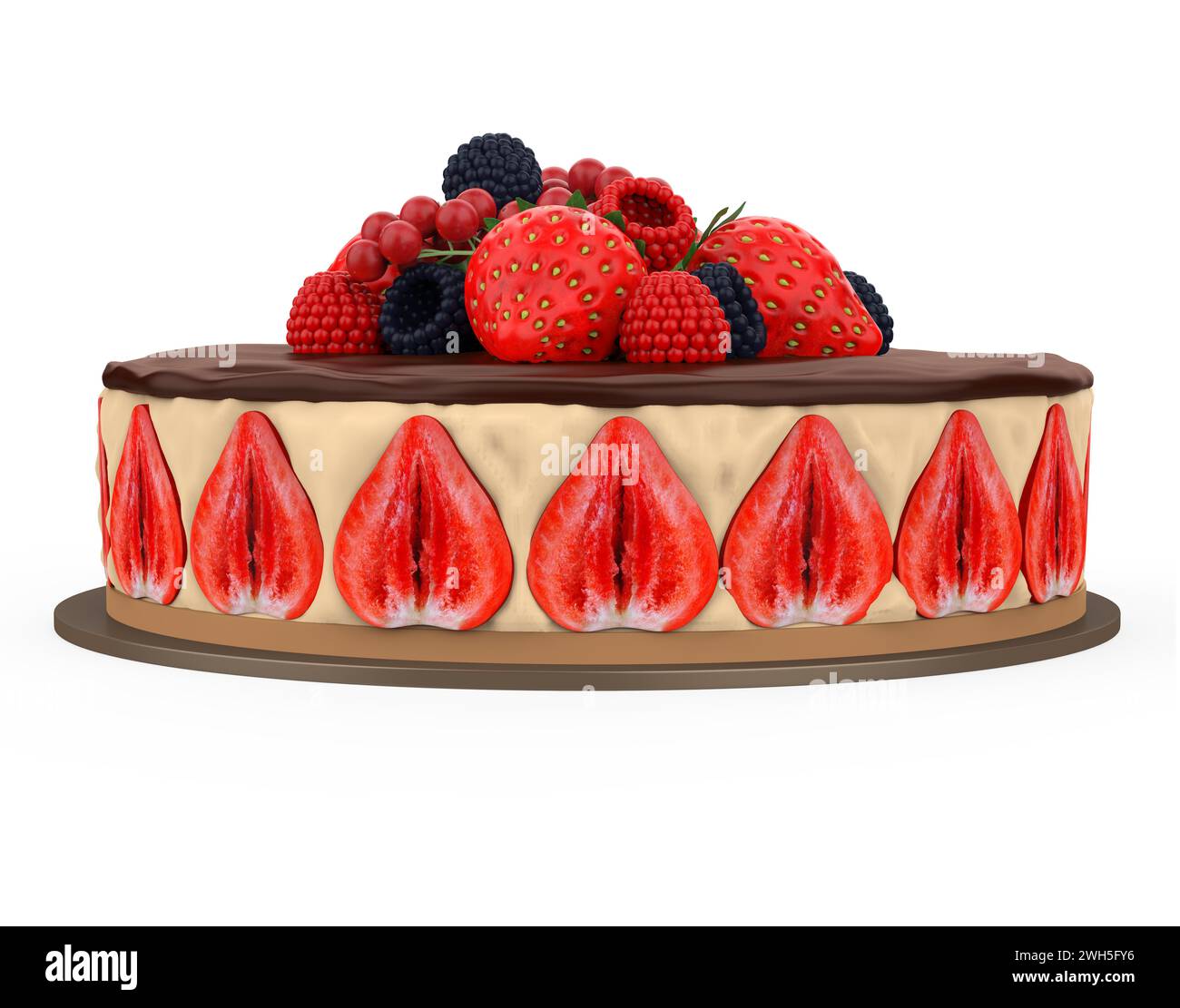 Strawberry Cake Isolated Stock Photo - Alamy