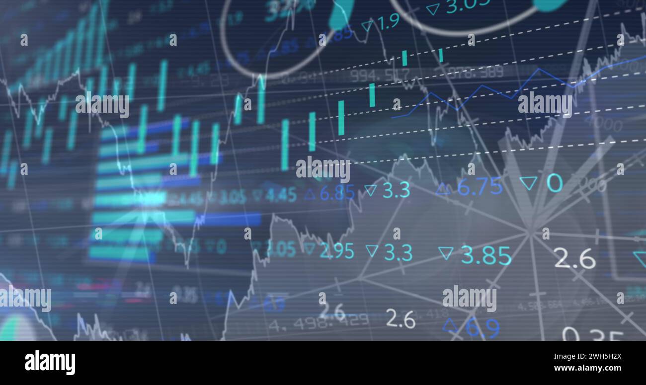 Image of data processing over blue background Stock Photo