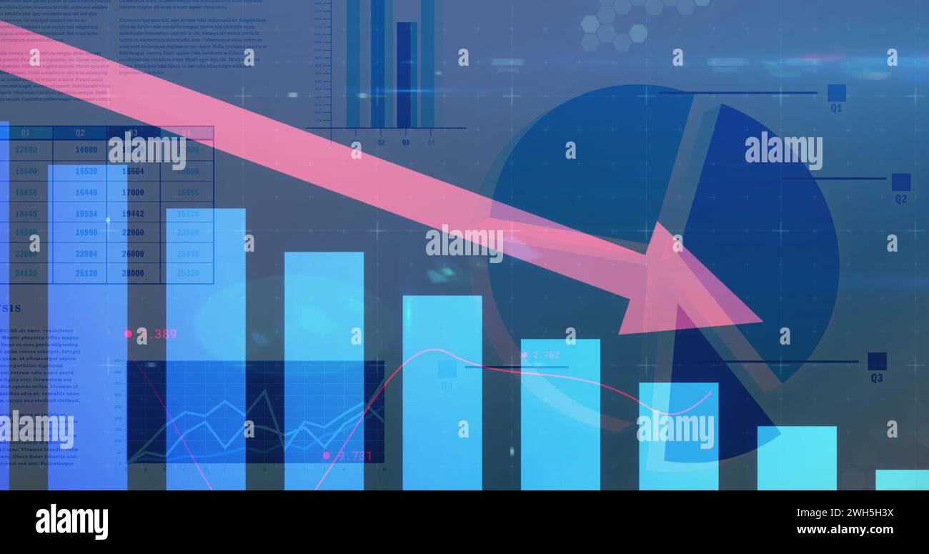 Image of data processing over blue background Stock Photo