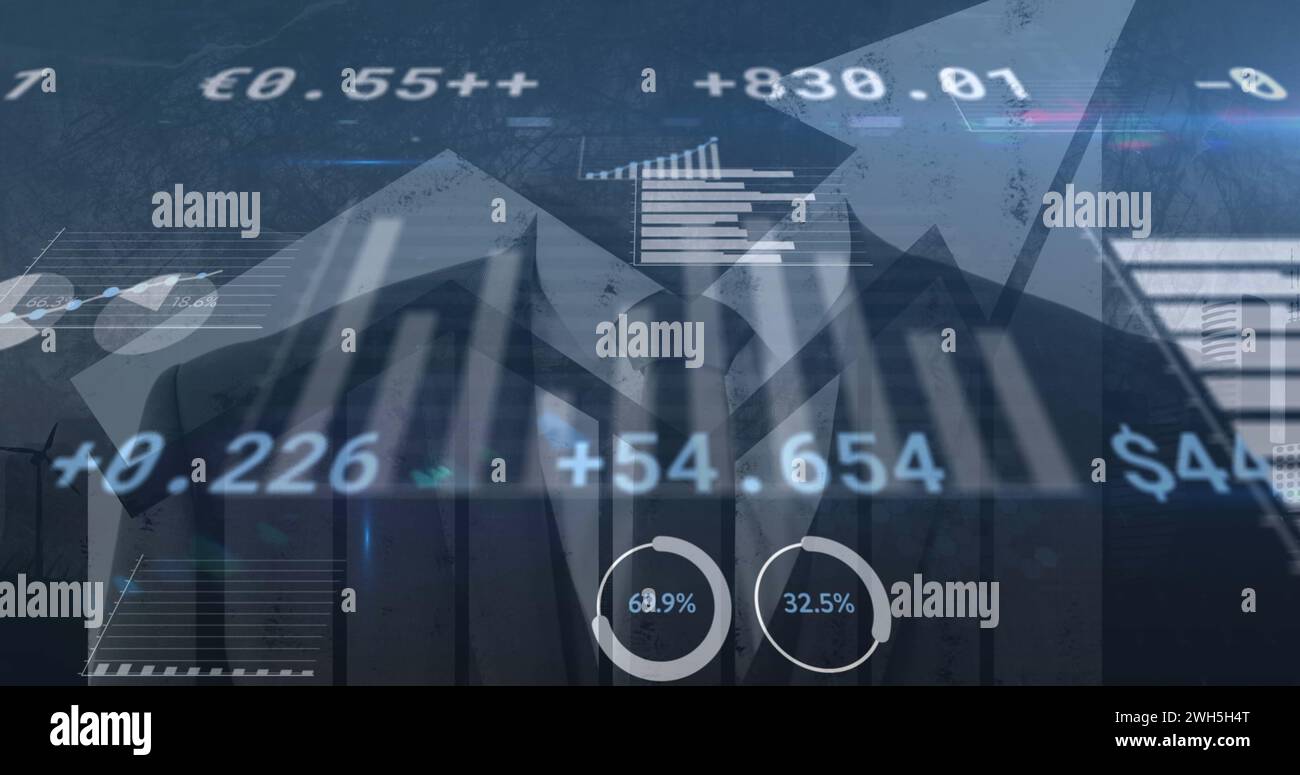 Image of data processing over businessman Stock Photo