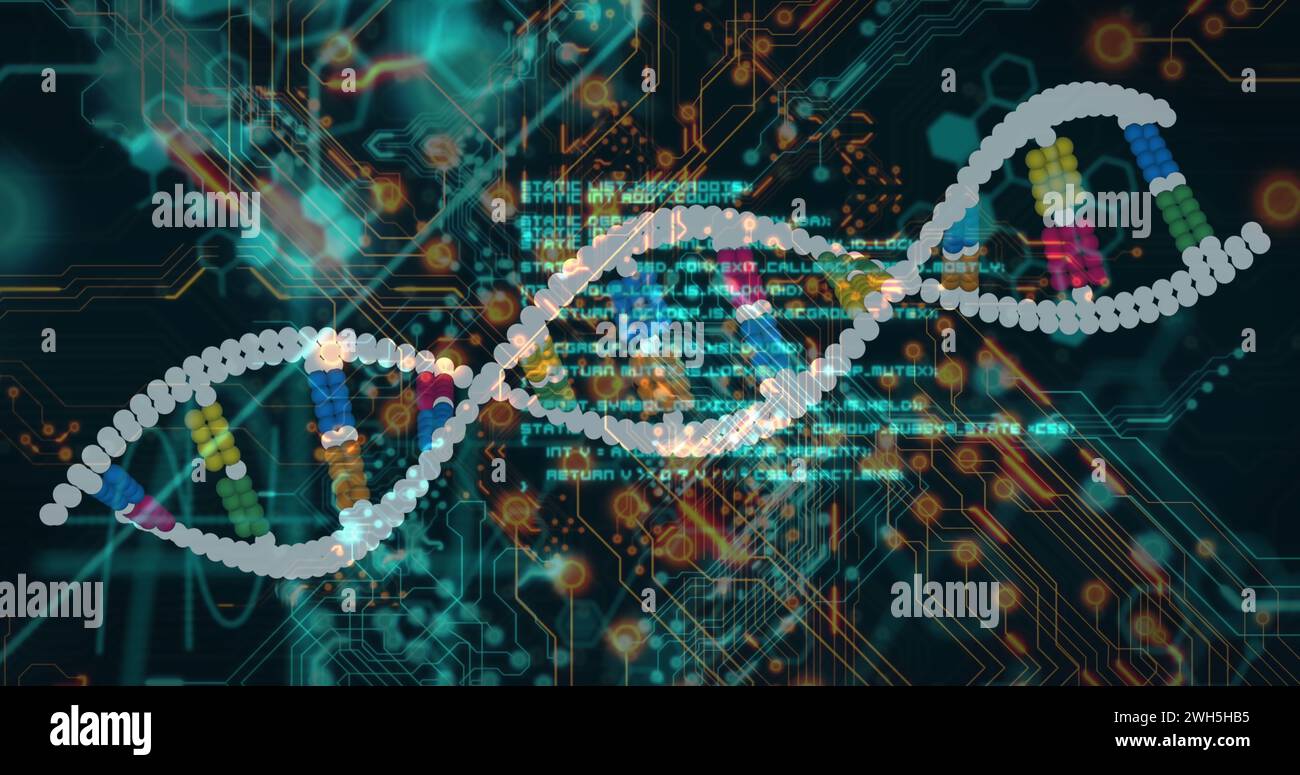Image of medical data processing over dark background Stock Photo