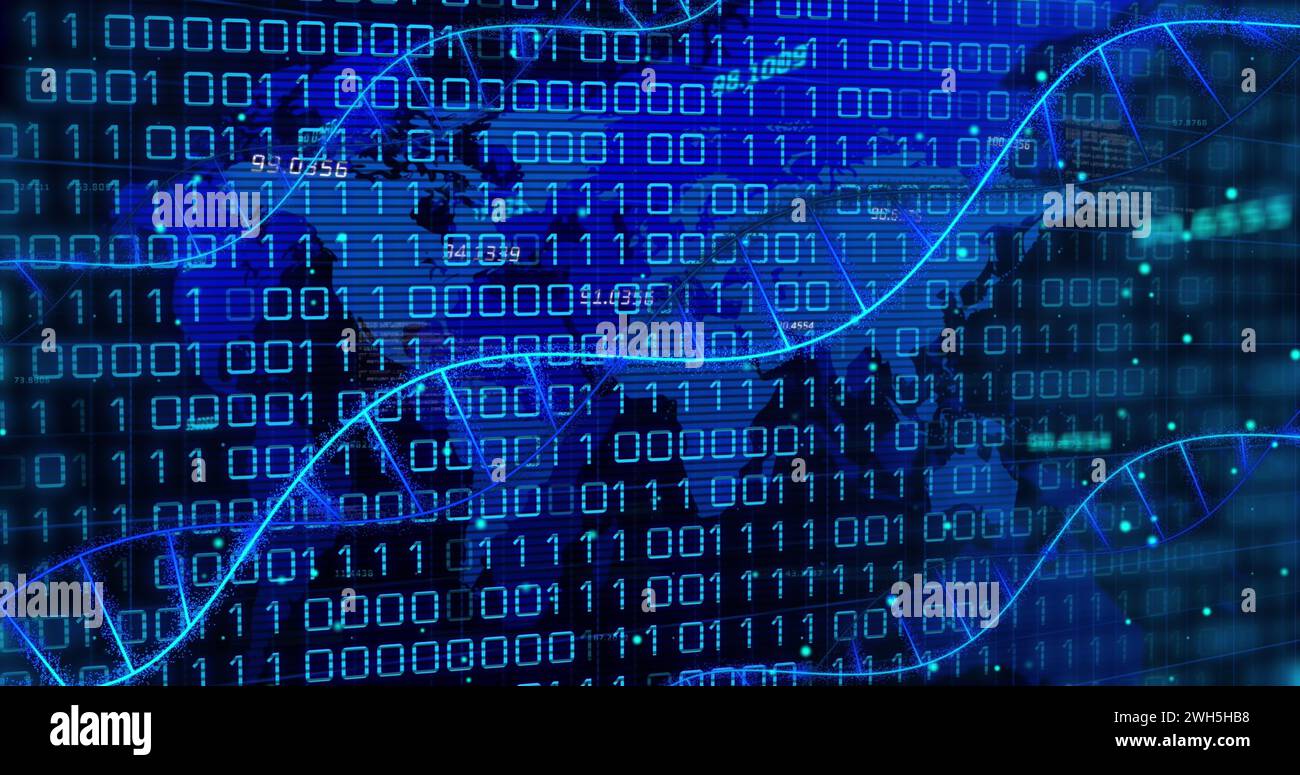 Image of medical data processing over dark background Stock Photo