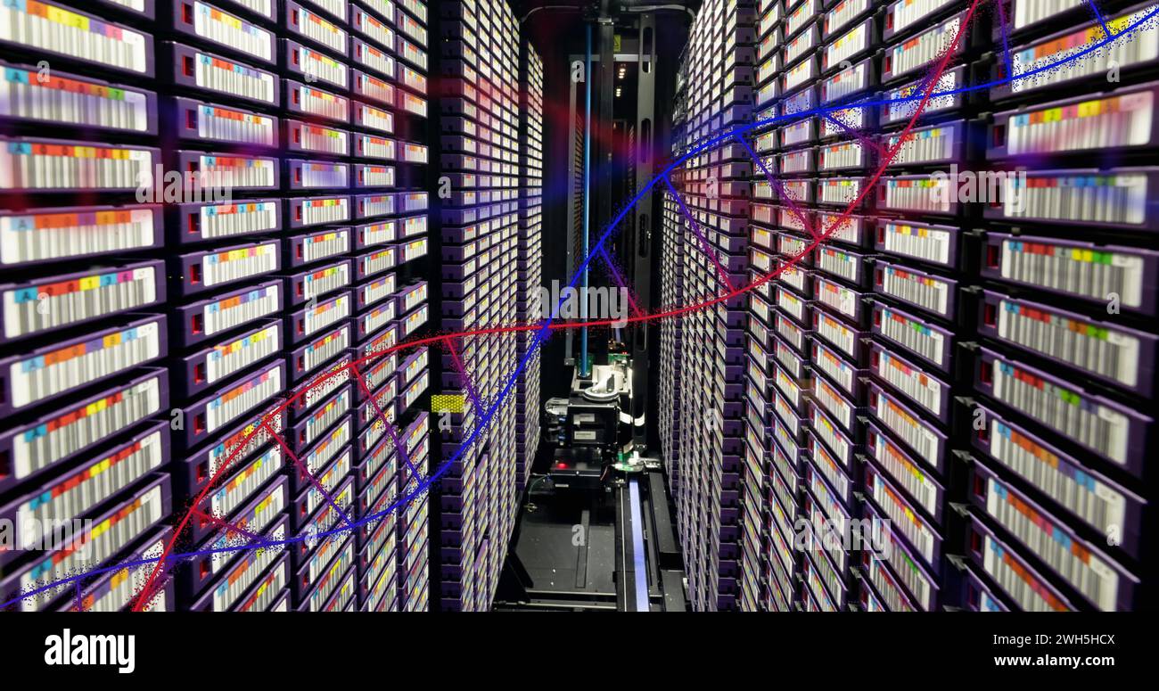Image of medical data processing over server room Stock Photo