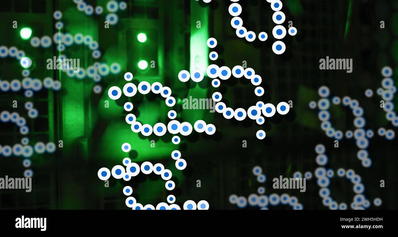 Image of medical data processing over server room Stock Photo