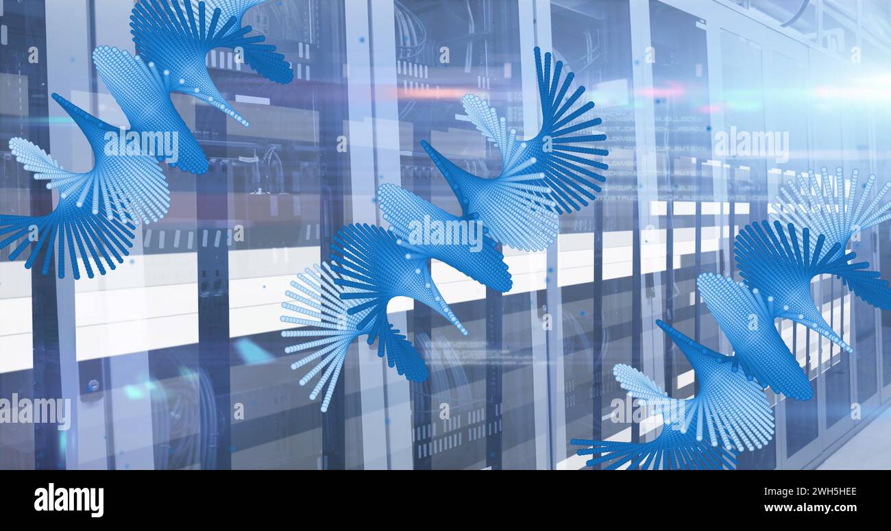 Image of medical data processing over server room Stock Photo
