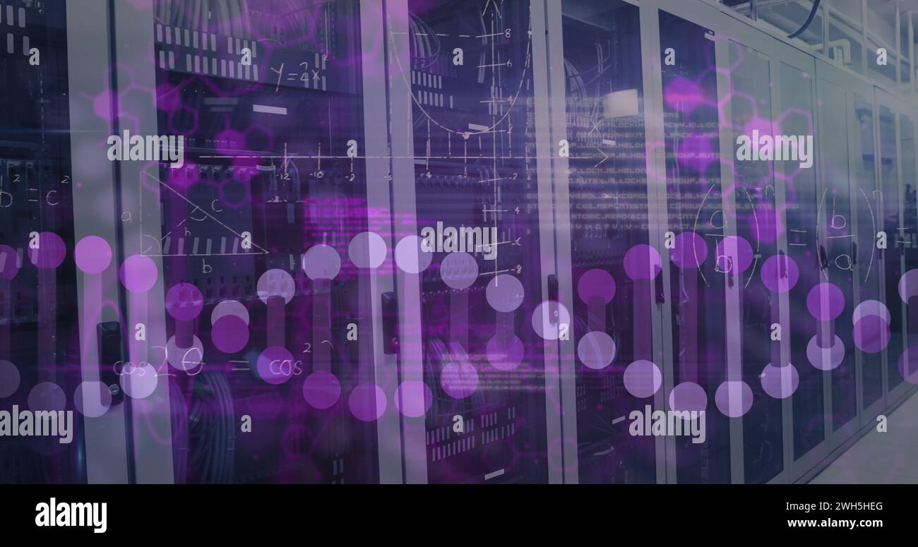 Image of medical data processing over server room Stock Photo