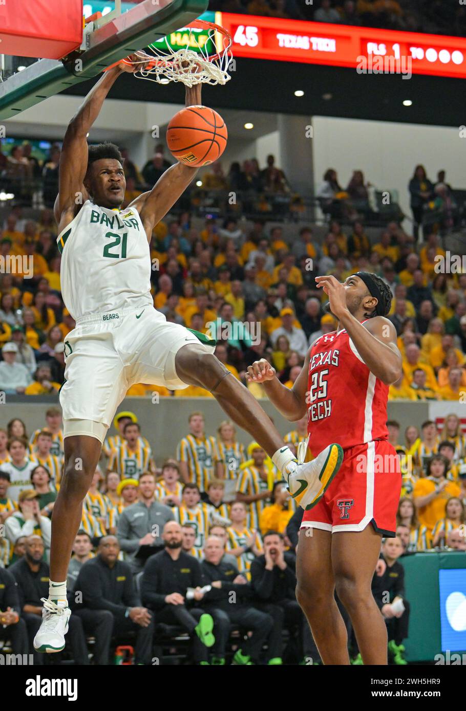 February 6 2024: Baylor Bears Center Yves Missi (21) Dunks The Ball 