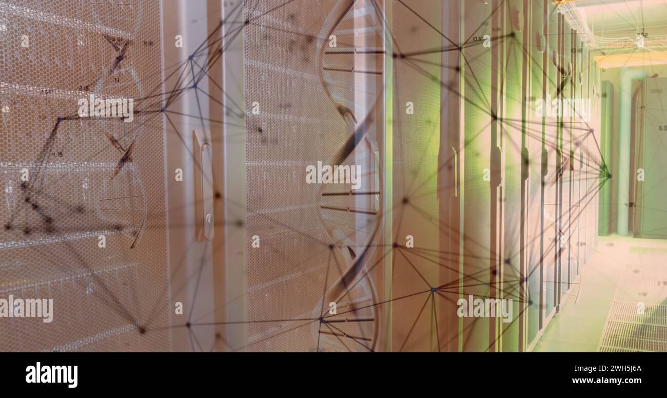 Image of medical data processing over server room Stock Photo