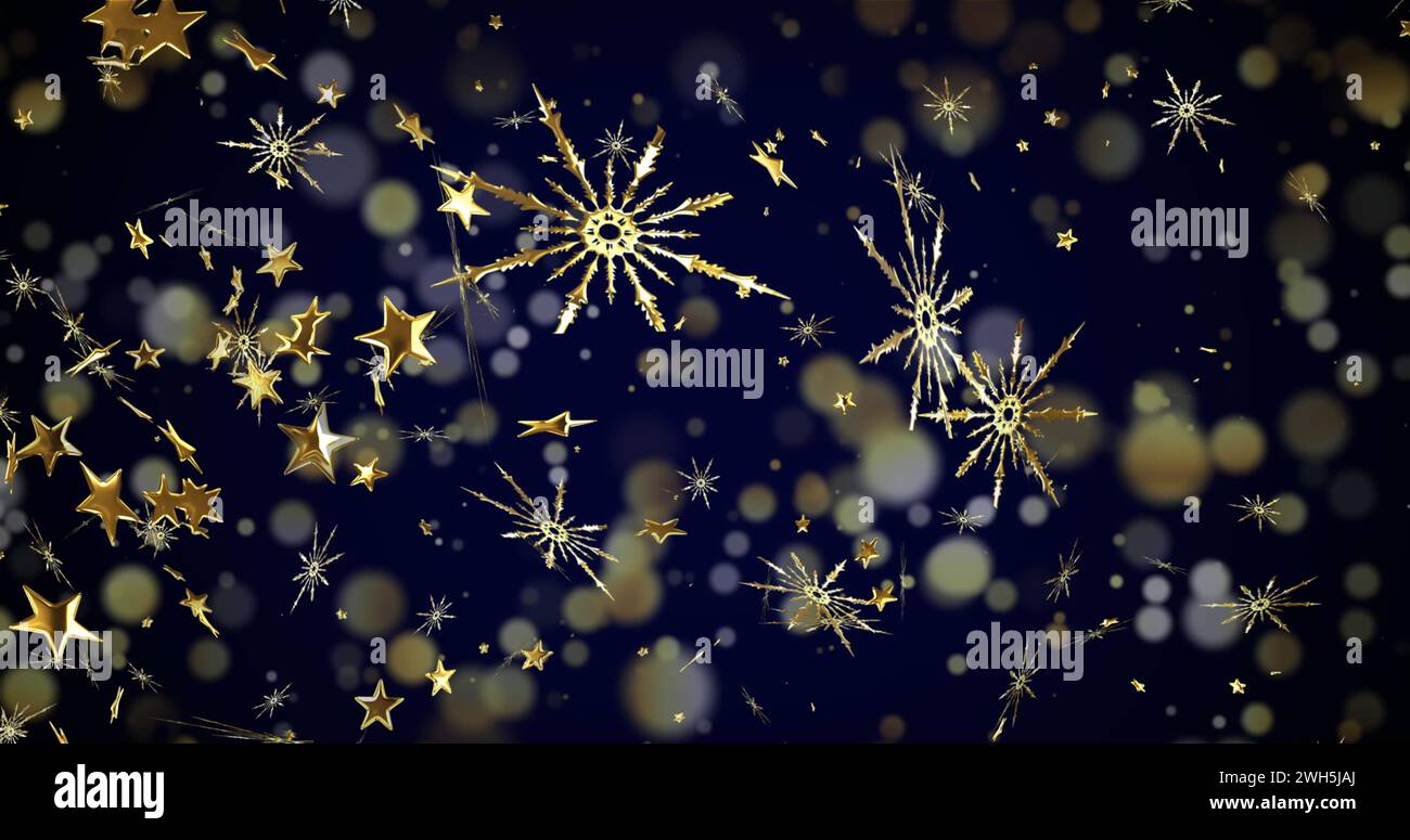 Animation snow golden stars falling hi-res stock photography and images ...