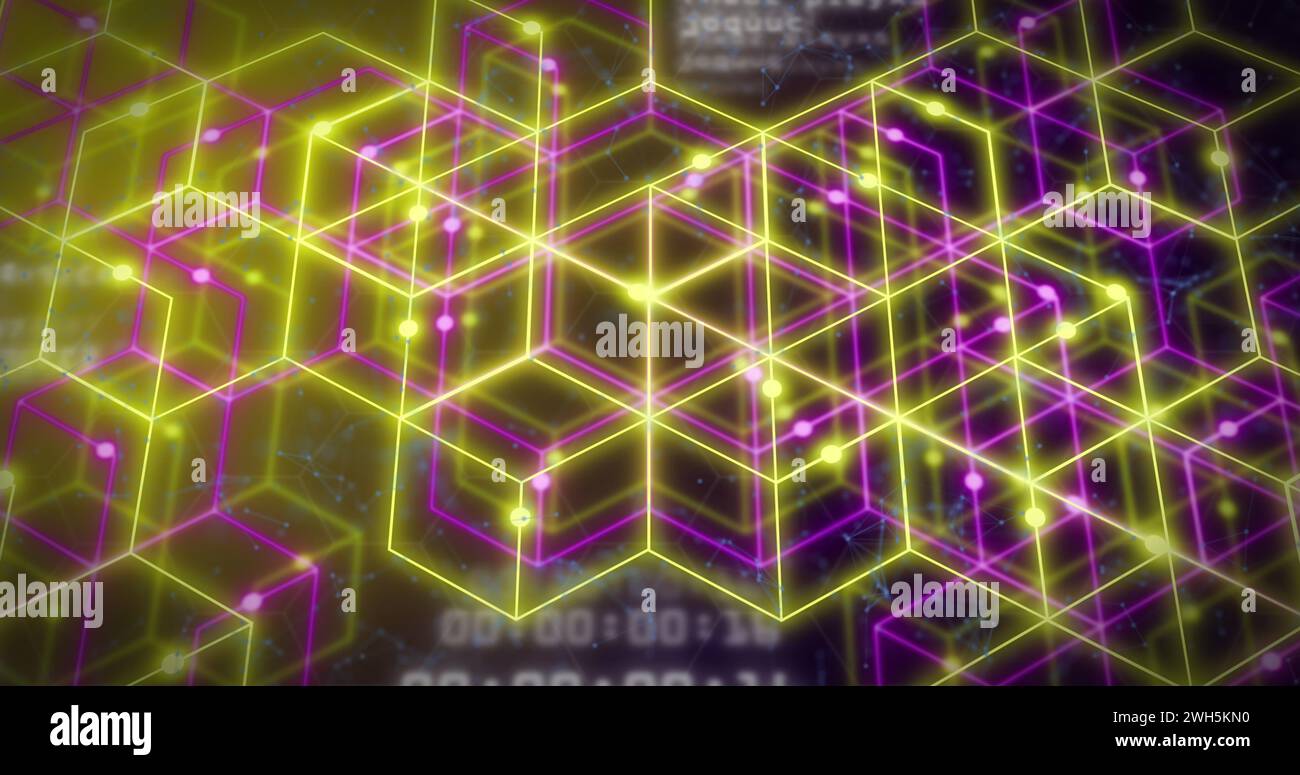 Image of qr code over network of connections Stock Photo