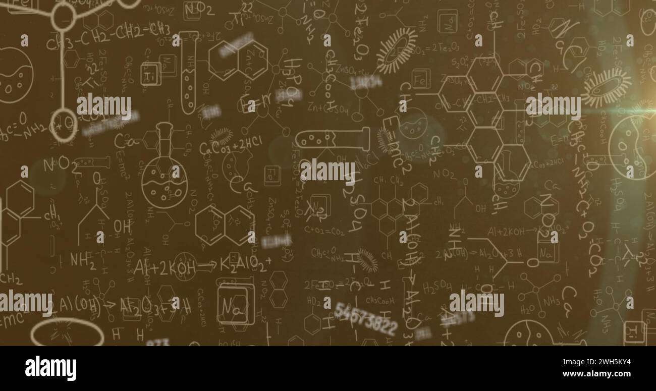 Image of scientific data processing over chemical icons Stock Photo