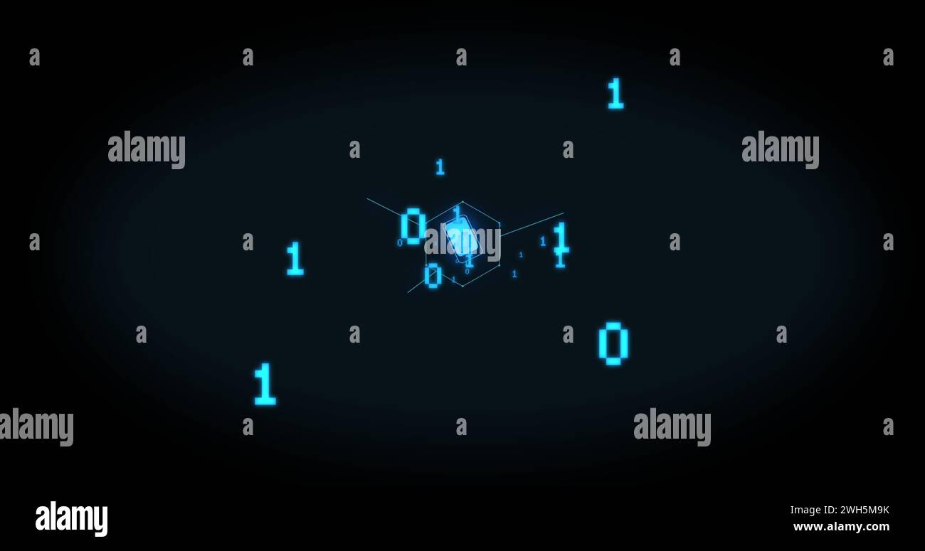 Image of medical icons with binary coding on black background Stock ...