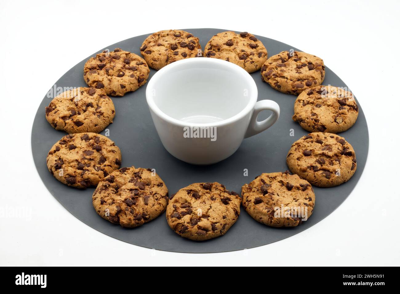 Cookies with chocolate chips isolated on white Stock Photo