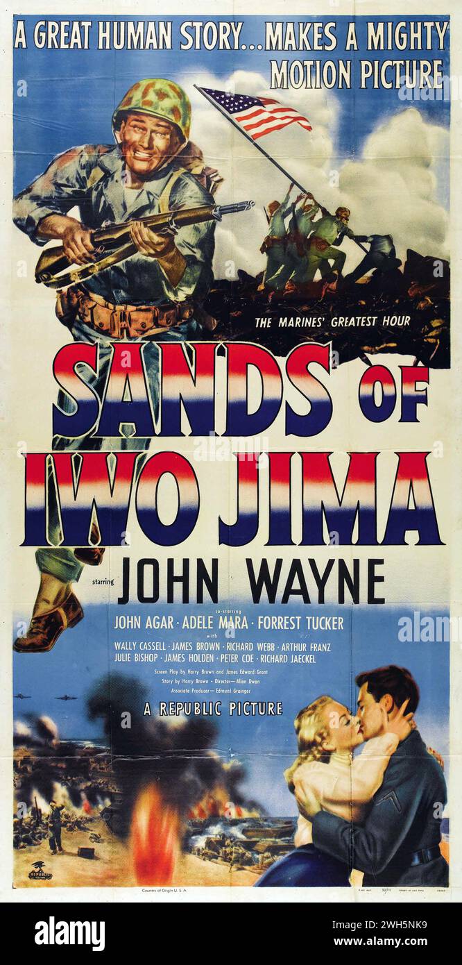 Sands of Iwo Jima (Republic, 1950). John Wayne. War movie. Vintage film