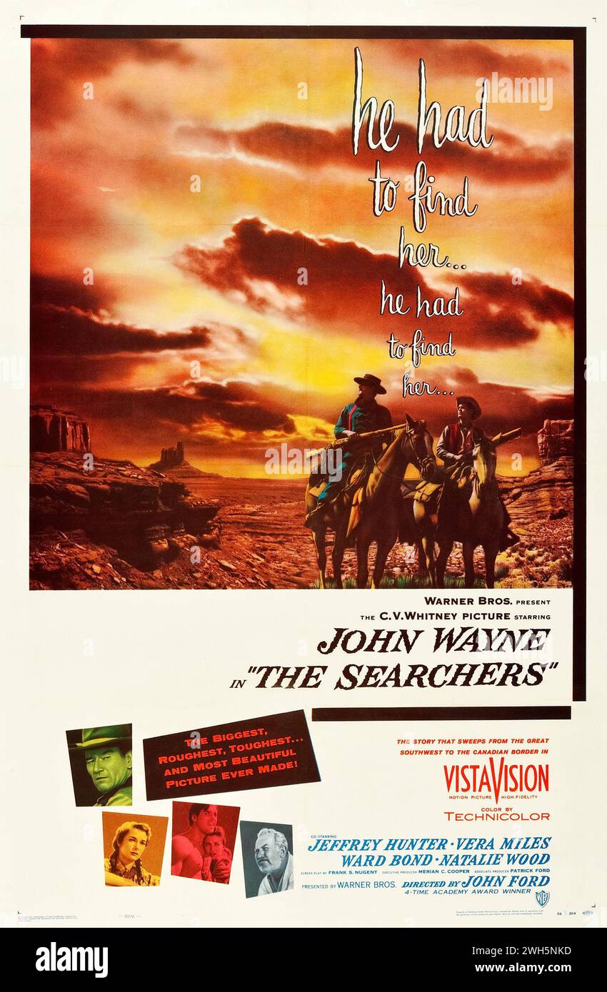 The Searchers is a 1956 American Technicolor VistaVision epic Western film directed by John Ford. Starring John Wayne Stock Photo