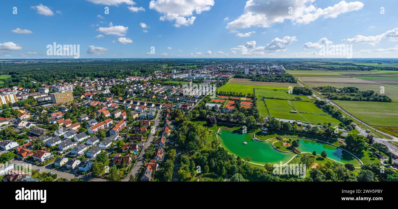 Aerial view of Haunstetten, the southernmost district of Augsburg Stock