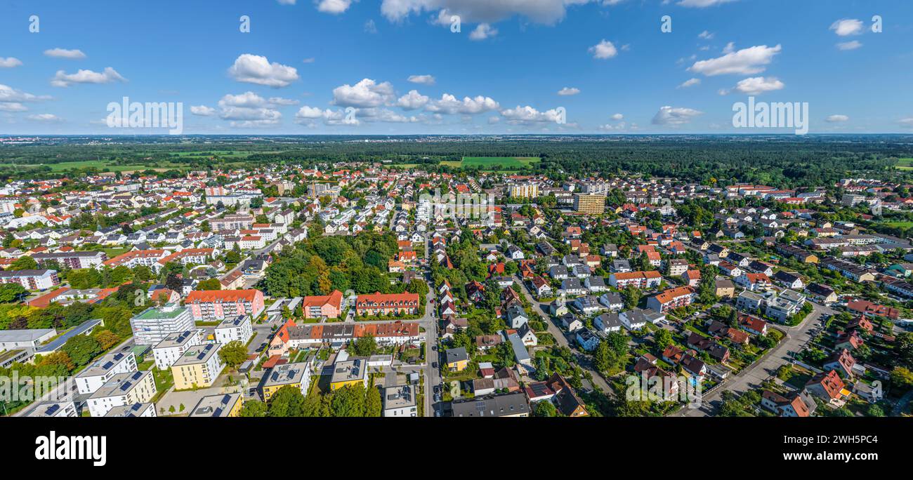 Aerial view of Haunstetten, the southernmost district of Augsburg Stock