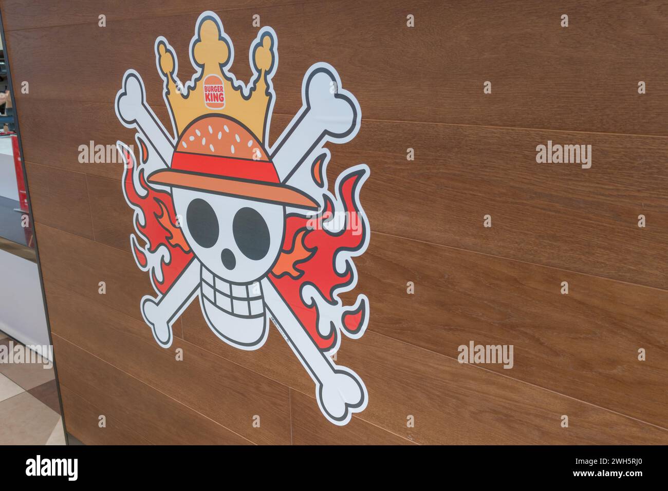 Bordeaux , France -  02 05 2024 : Burger King restaurant skull drawing for children menu sign text and brand logo of us fast food franchise Stock Photo