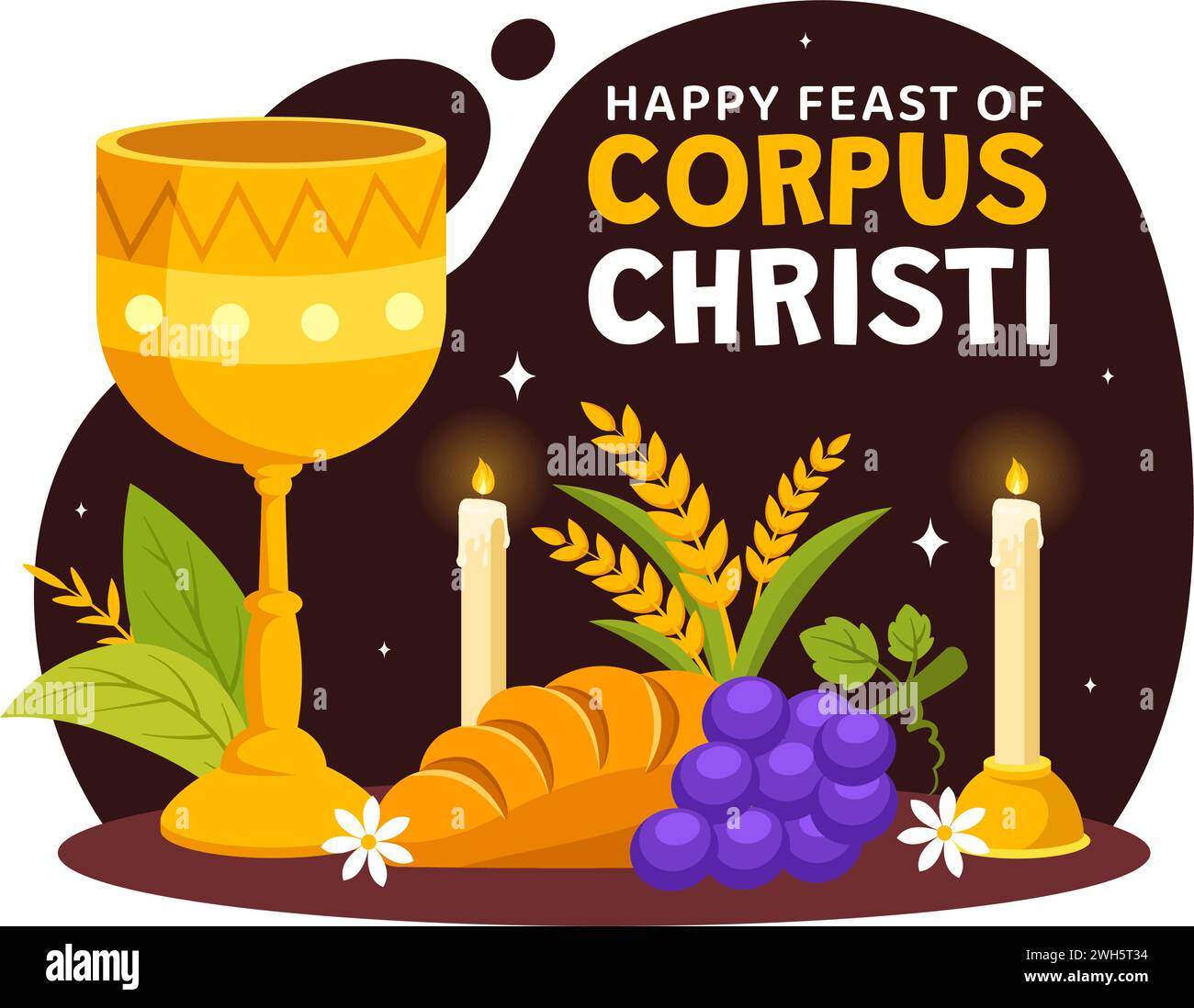 Corpus Christi Catholic Religious Vector Illustration with Feast Day Corpus Christi Catholic Religious Vector Illustration with Feast Day