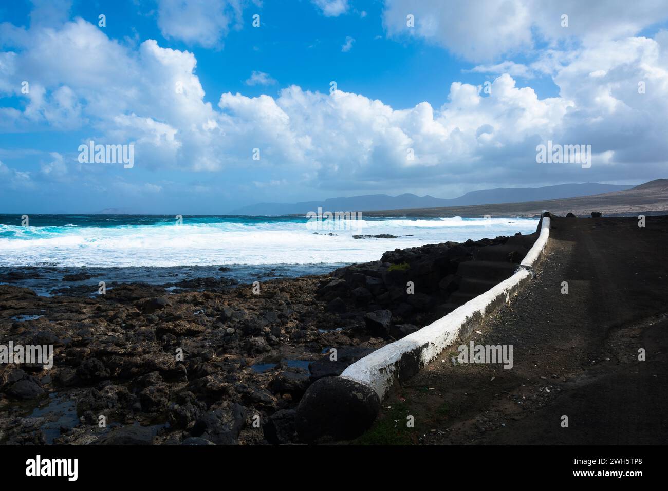 A coastal strip on the Canary Island of Lanzarote. Stock Photo