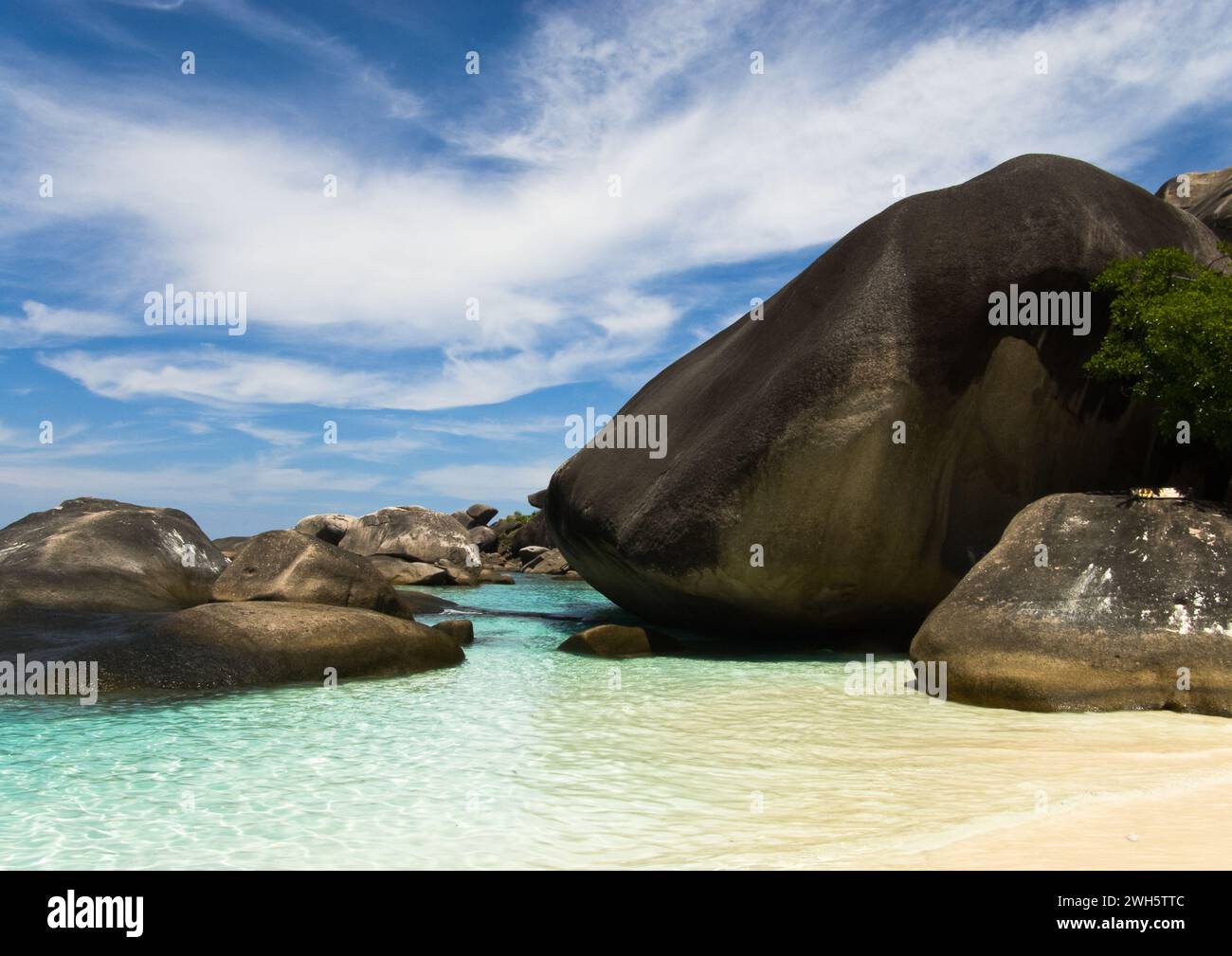 The granite rocks on the Thai Koh Similan Islands in the Andaman Sea. Stock Photo
