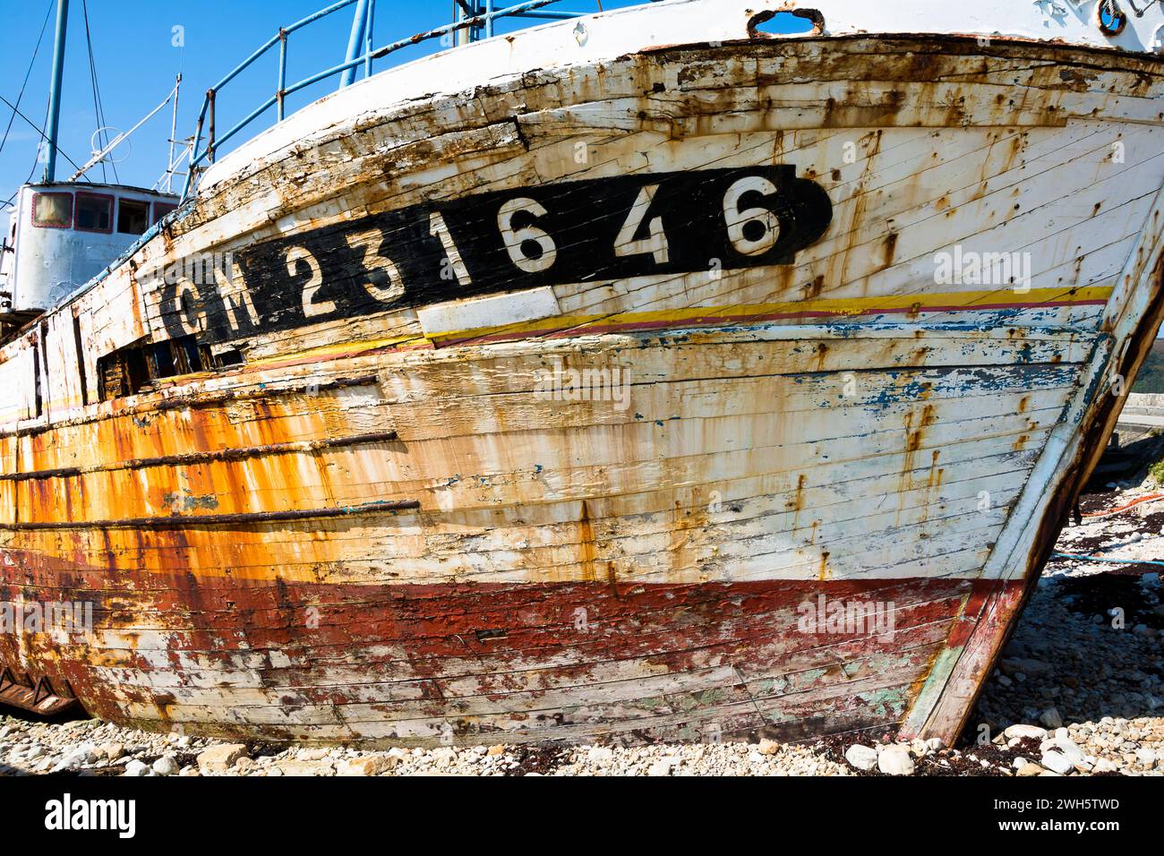 A Shipwreck in Camaret-Sur-Mer on the French Atlantic coast. Stock Photo