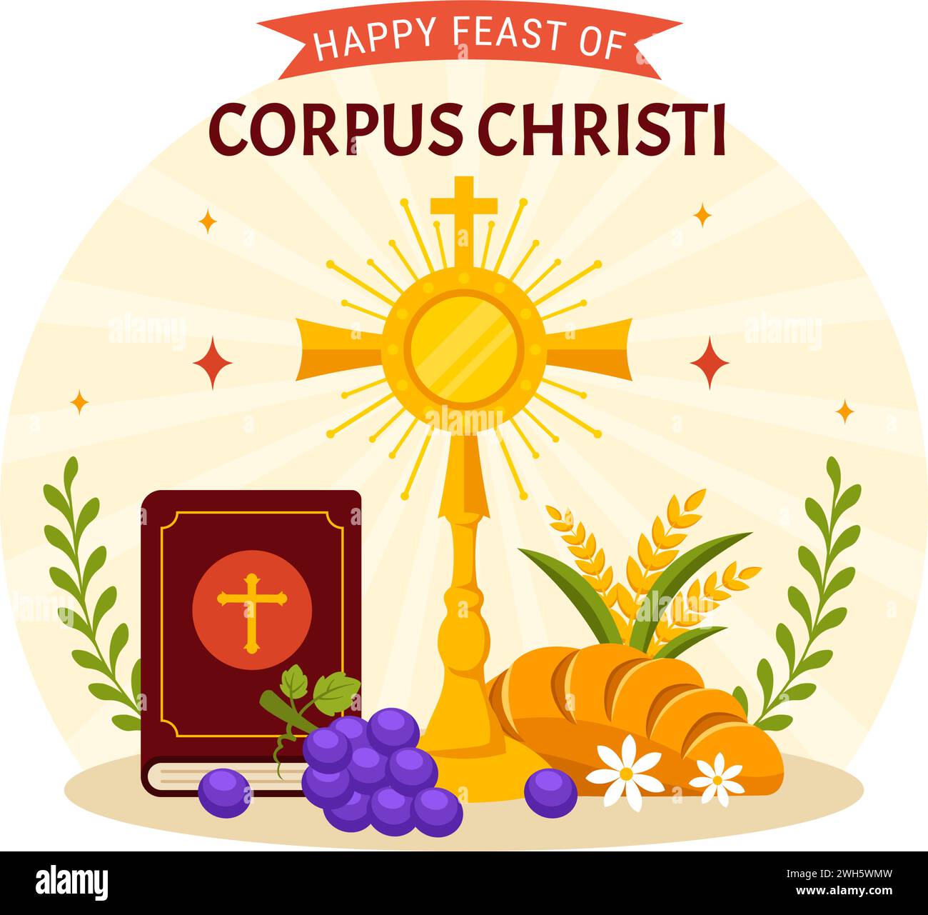 Corpus Christi Catholic Religious Vector Illustration with Feast Day Corpus Christi Catholic Religious Vector Illustration with Feast Day