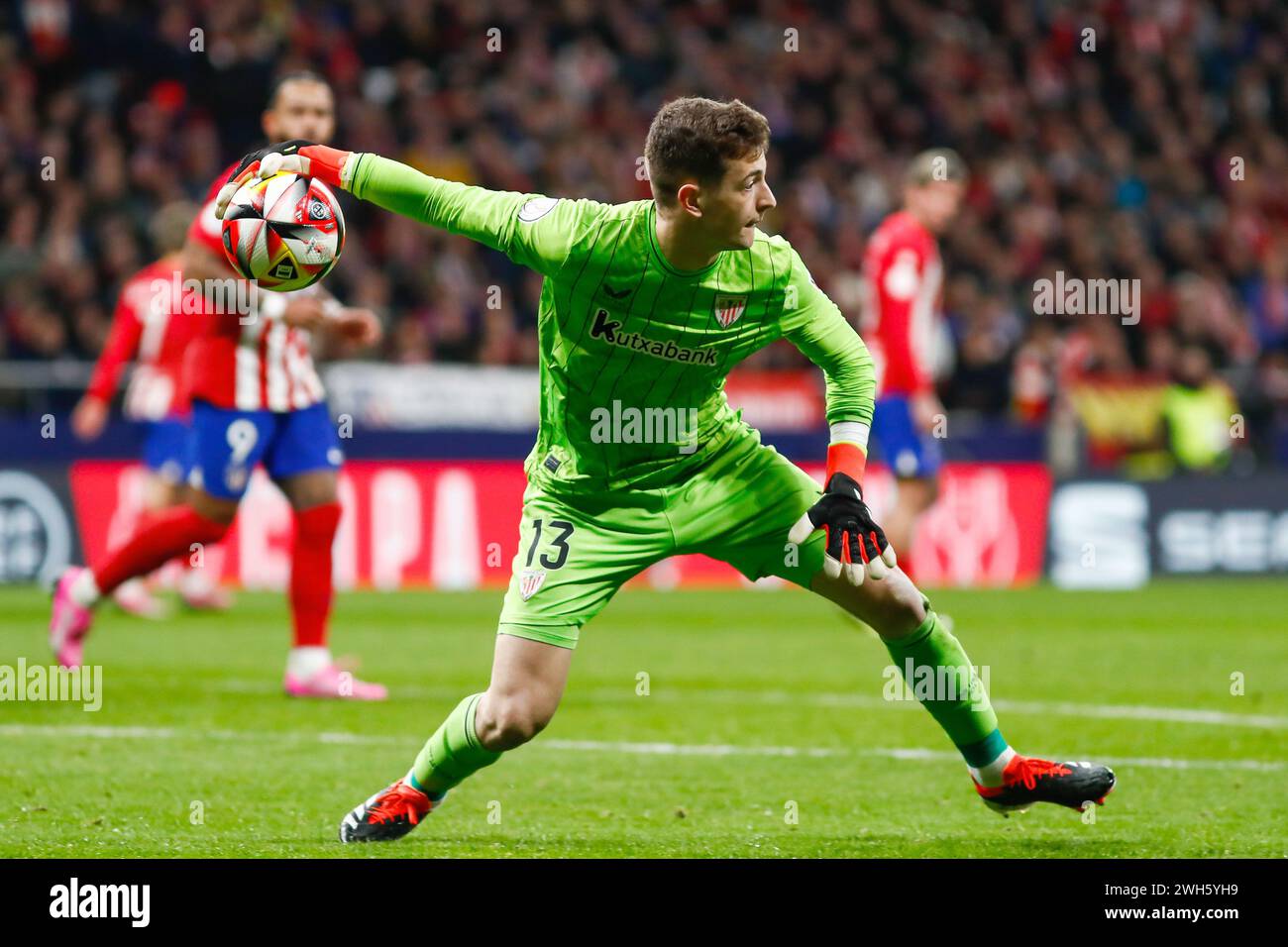 Julen Agirrezabala of Athletic Club during the Spanish Cup, Copa del Rey, Semi-final 1st leg football match between Atletico de Madrid and Athletic Club de Bilbao on February 7, 2024 at Civitas Metropolitano stadium in Madrid, Spain Stock Photo