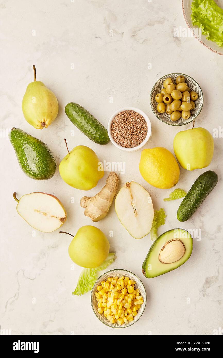 Healthy FODMAP diet food in heart shape. Organic fruits, vegetables